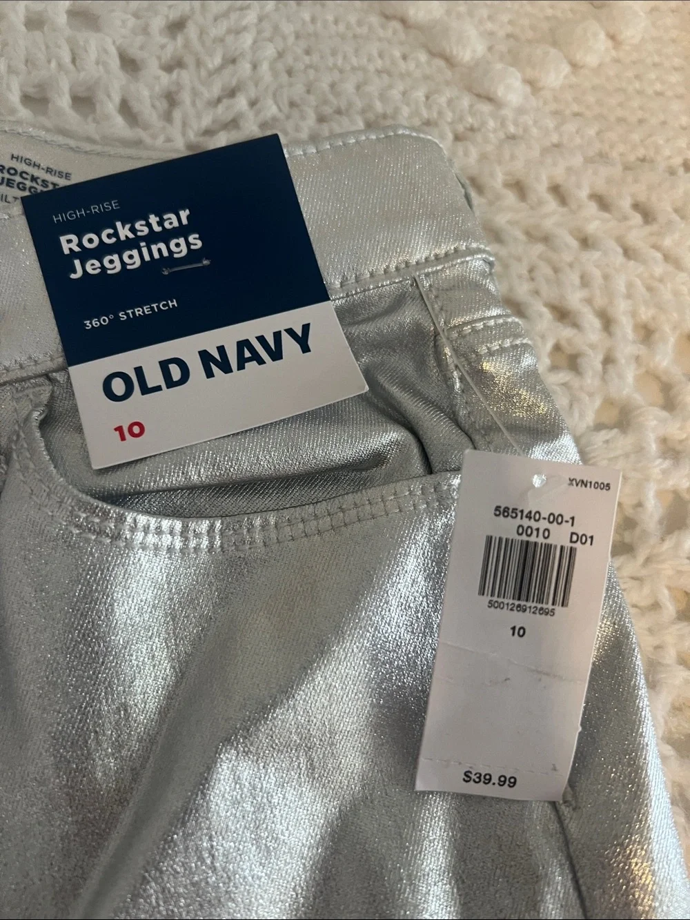 Old Navy Metallic Silver Girls' Stretch Skinny Jeans